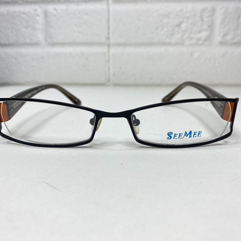 SEEMEE SM226 Full Rim Rectangular Metal Eyeglasses Frames Black 53-19 H2656